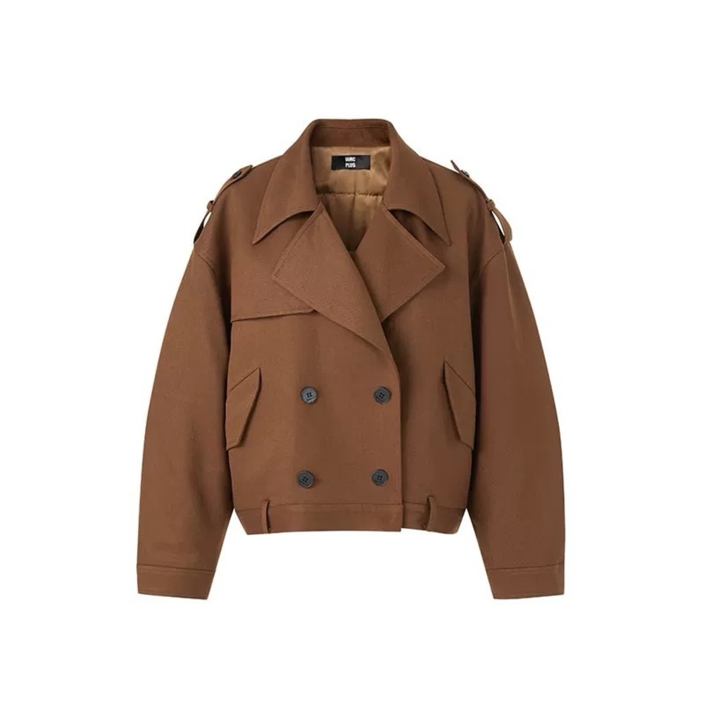 Brown Oversized Double-Breasted Women's Jacket